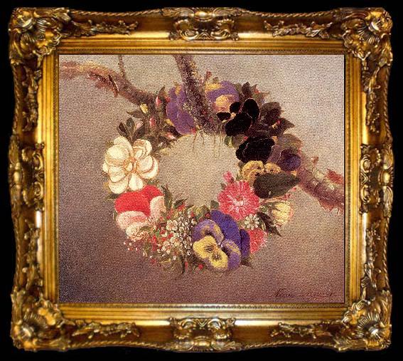 framed  Mount, Evelina Floral Wreath, ta009-2